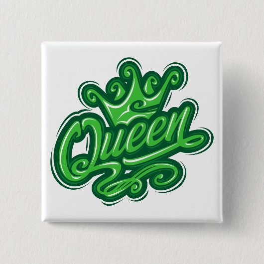 Königin mit Krone, Typografie-Design Button (Vorderseite)