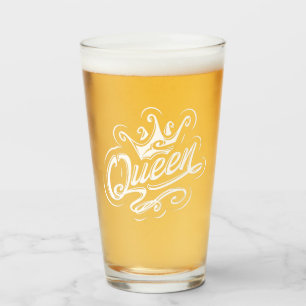 Königin mit Krone, Typografie-Design Glas