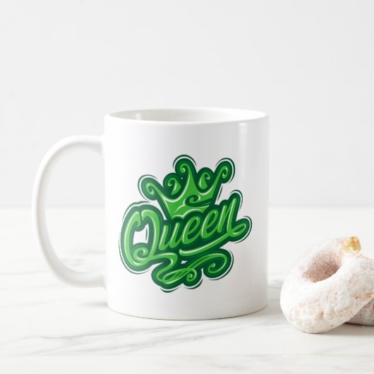 Königin mit Krone, Typografie-Design Kaffeetasse (Mit Donut)
