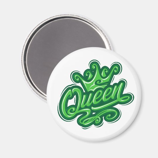 Königin mit Krone, Typografie-Design Magnet (Vorderseite/Rückseite)