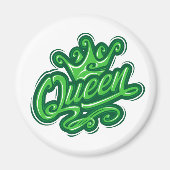 Königin mit Krone, Typografie-Design Magnet (Vorne)