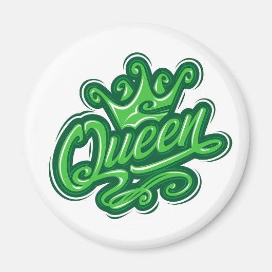 Königin mit Krone, Typografie-Design Magnet (Vorne)