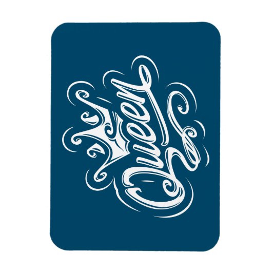 Königin mit Krone, Typografie-Design Magnet (Vertikal)