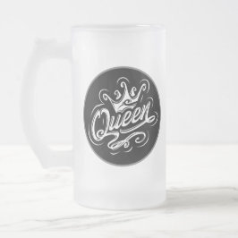 Königin mit Krone, Typografie-Design Mattglas Bierglas