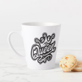 Königin mit Krone, Typografie-Design Milchtasse