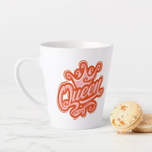 Königin mit Krone, Typografie-Design Milchtasse (Beispiel)