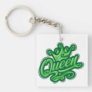 Königin mit Krone, Typografie-Design Schlüsselanhänger