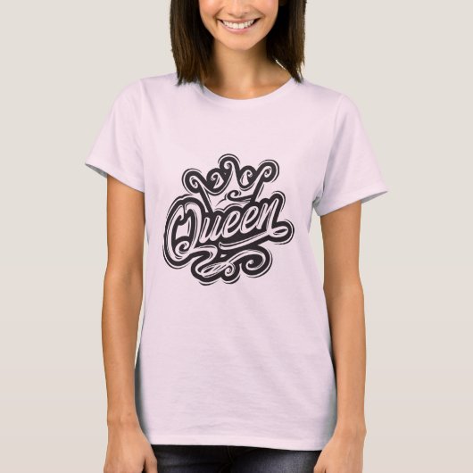 Königin mit Krone, Typografie-Design T-Shirt (Vorderseite)