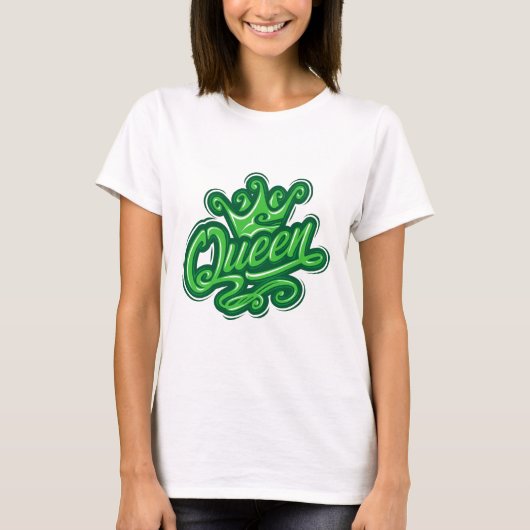 Königin mit Krone, Typografie-Design T-Shirt (Vorderseite)