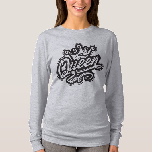 Königin mit Krone, Typografie-Design T-Shirt (Vorderseite)