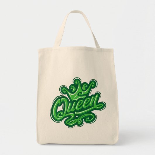 Königin mit Krone, Typografie-Design Tragetasche (Vorne)