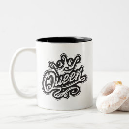Königin mit Krone, Typografie-Design Zweifarbige Tasse