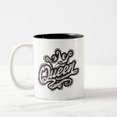 Königin mit Krone, Typografie-Design Zweifarbige Tasse (Links)