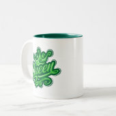 Königin mit Krone, Typografie-Design Zweifarbige Tasse (Vorderseite Links)