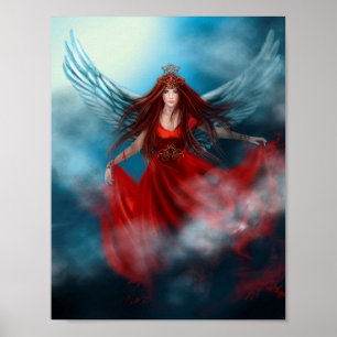 Königin mit roten Flügeln in Wolken Poster