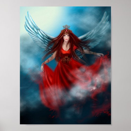 Königin mit roten Flügeln in Wolken Poster (Vorne)