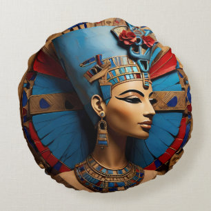 Königin Nefertiti alter ägyptischer Gott Rundes Kissen