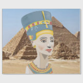 Königin Nefertiti gegen ägyptische Pyramiden Geschenkpapier (Flach)