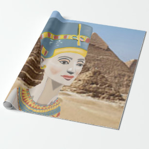Königin Nefertiti gegen ägyptische Pyramiden Geschenkpapier