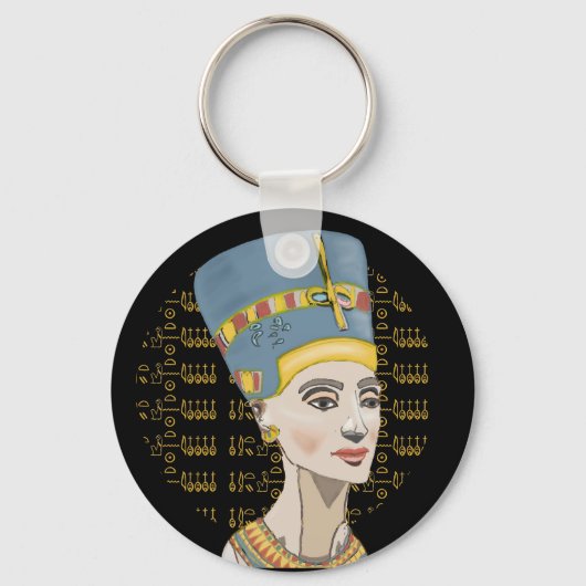 Königin Nefertiti mit Cartouche Schlüsselanhänger (Vorderseite)