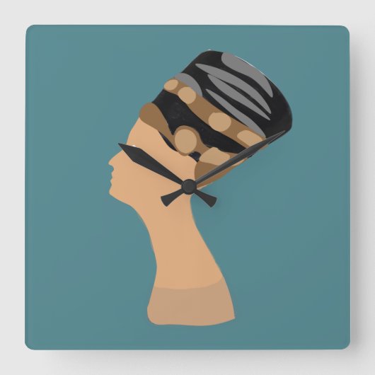 Königin Nefertiti Quadratische Wanduhr (Vorderseite)