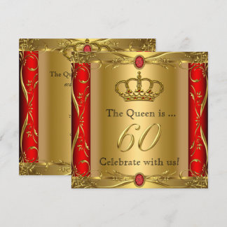 Königin oder König Regal Red Gold 60. Geburtstagsp Einladung