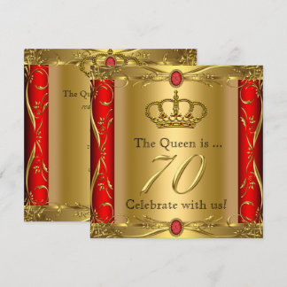 Königin oder König Regal Red Gold 70. Geburtstagsp Einladung