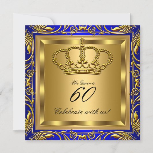 Königin oder König Royal Blue Gold Elite Geburtsta Einladung (Vorderseite)