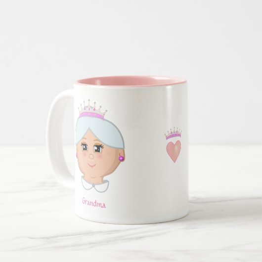 Königin Oma mit bearbeitbarem Text und Herz Zweifarbige Tasse (Vorderseite Links)