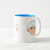 Königin Oma mit hellblauer Krone Zweifarbige Tasse (VorderseiteRechts)