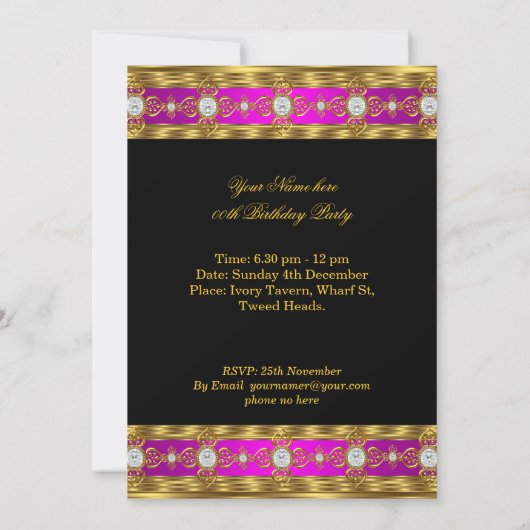 Königin Princess Royal Pink Gold Diamant Crown Par Einladung (Rückseite)