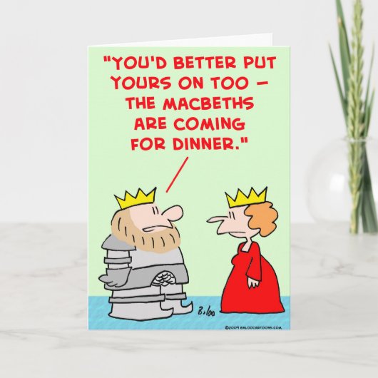 Königin Rüstung Makbeths Abendessen Shakespeare Karte (Vorderseite)