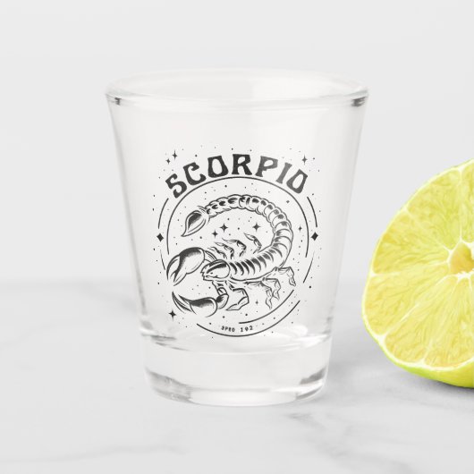 Königin Scorpio Zodiac Star Sign Horoscope Geburts Schnapsglas (Vorderseite)