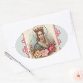 Königin Selige Mutter Jungfrau Mary Rose Ovaler Aufkleber (Umschlag)