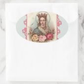 Königin Selige Mutter Jungfrau Mary Rose Ovaler Aufkleber (Tasche)