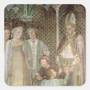 Königin Theodolinda und Papst Gregory der Große Quadratischer Aufkleber