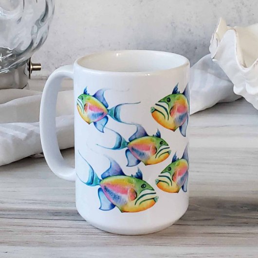 Königin Triggerfish Tropischer Fisch Wasserfarben  Kaffeetasse