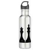 Königin- und Königschachstücke Edelstahlflasche (Vorderseite)