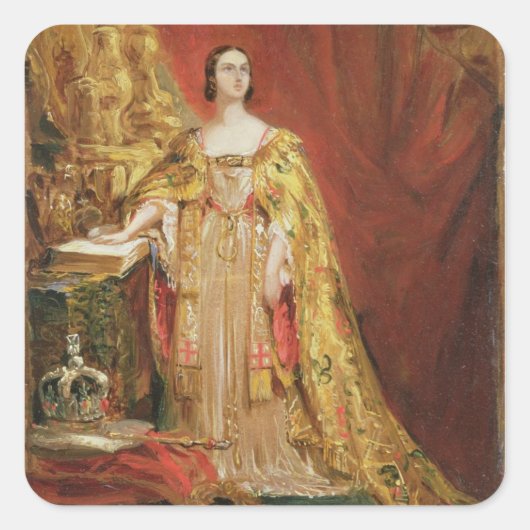 Königin Victoria (1819-1901) Einnahme der Krönung  Quadratischer Aufkleber (Vorderseite)