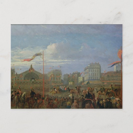 Königin Victoria Ankunft am Gare de l'Est Postkarte (Vorderseite)