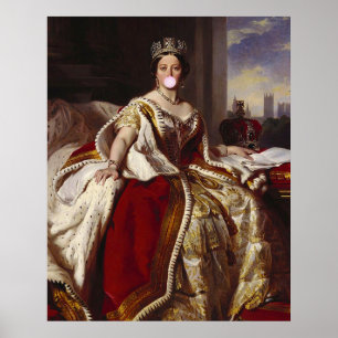 Königin Victoria bläst ein rosa Kaugummi Poster