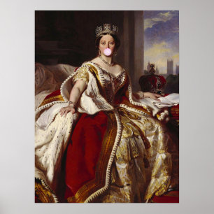 Königin Victoria bläst rosa Kaugummi  Poster