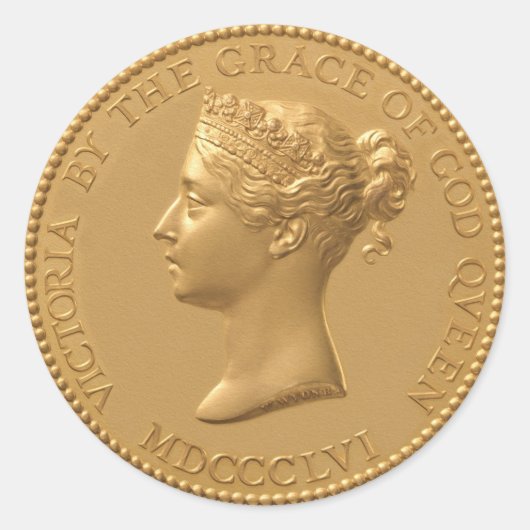 Königin Victoria Coin Runder Aufkleber (Vorderseite)