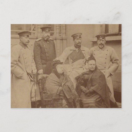 Königin Victoria, Sohn, Tochter, Kaiser Wilhelm II Postkarte (Vorderseite)