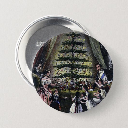 Königin Victorias Weihnachtsbaum Button (Vorne & Hinten)