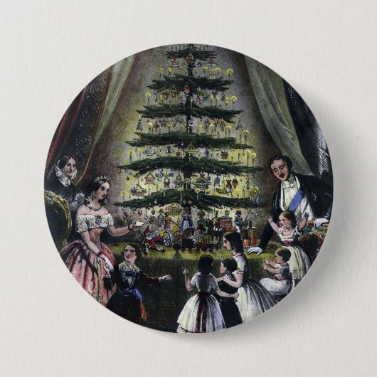 Königin Victorias Weihnachtsbaum Button (Vorderseite)