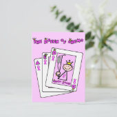 Königin von Chemo - Rosa Brustkrebs Schleife Postkarte (Stehend Vorderseite)