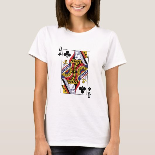 Königin von Clubs Poker Spielen T-Shirt (Vorderseite)