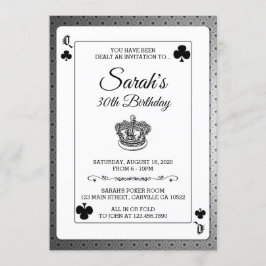 Königin von Clubs Poker Spielkarten Geburtstag Ein Einladung