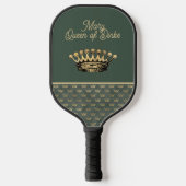 Königin von Dinks Vintag-Grünkronenmonogramm Pickleball Schläger (Vorderseite)